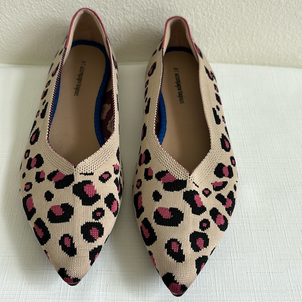 Jet' accompagne toujours Leopard Print Knit Washable Flats, 8